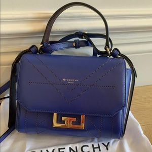 GIVENCHY The Mini Eden Leather Top Handle Bag in Blue Crossbody Retails $1350.00